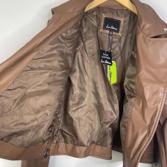 Sam Edelman Women's XL Brown Vegan Leather Moto Jacket Biker Motorcycle - Picture 5 of 13